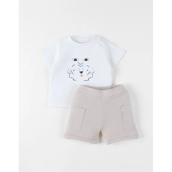 Set T-shirt Avec Short Coton Blanc
