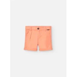 Bermuda Uni Avec Pinces Et Fermeture À Bouton Orange