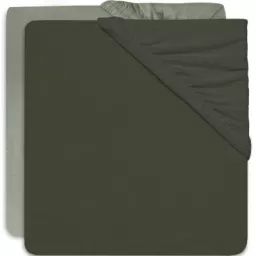 Lot de 2 draps housses vert clair et vert foncé (60 x 120 cm)