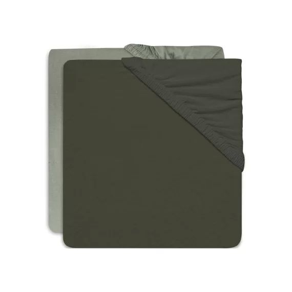 Lot de 2 draps housses vert clair et vert foncé (60 x 120 cm)