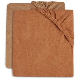Lot de 2 housses de matelas à langer en éponge Caramel/Biscuit (50 x 70 cm)