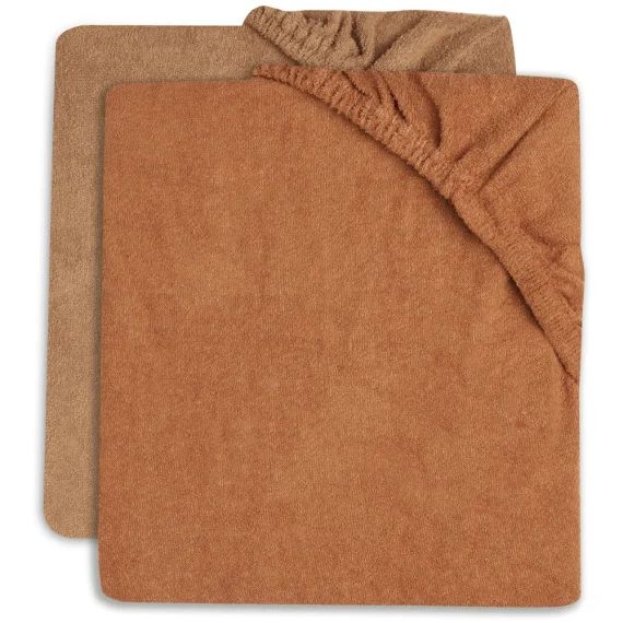 Lot de 2 housses de matelas à langer en éponge Caramel/Biscuit (50 x 70 cm)