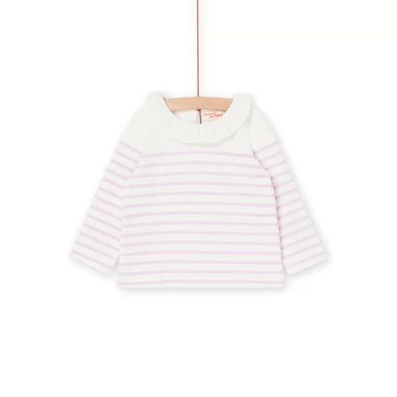 Pull Écru Et Rose À Imprimé À Rayures