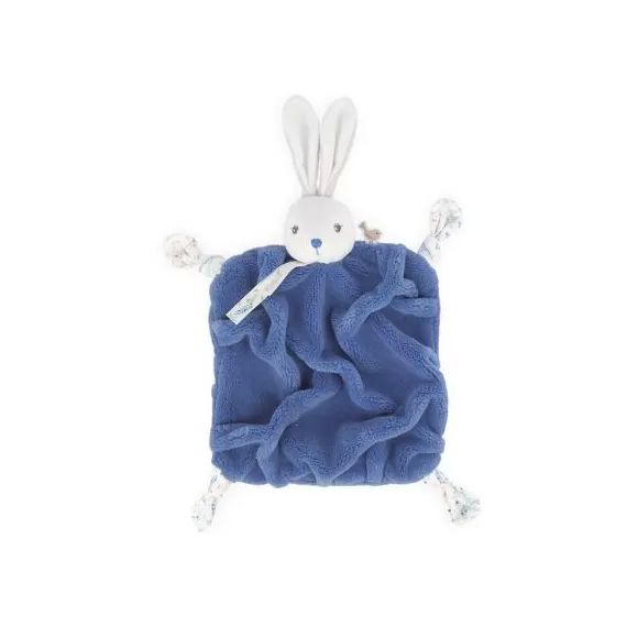 Doudou attache sucette doudou plat Plume lapinou bleu océan (20 cm)
