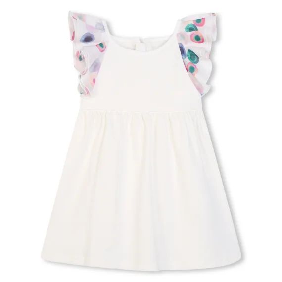 Robe avec volants et broderie Fille Blanc