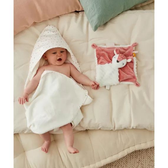 Cape de bain bébé blanche et imprimée coeurs en coton biologique –  – Soldes