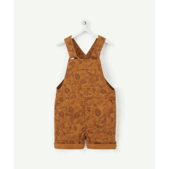 Salopette bébé garçon ocre et imprimée avec feuillage –  – Soldes