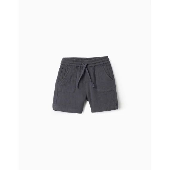 Short En Mousseline Avec Cordon Gris Foncé