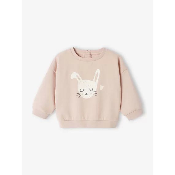 Sweat basics bébé imprimé rose pâle
