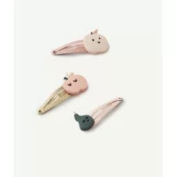 Lot de 3 barrettes bébé fille rose et couleur dorée avec fruits –  – Soldes