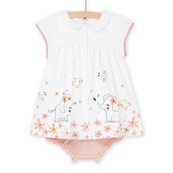 Robe Et Bloomer Blanc Et Rose