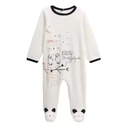 Pyjama Bébé En Velours Bisou Magique Blanc