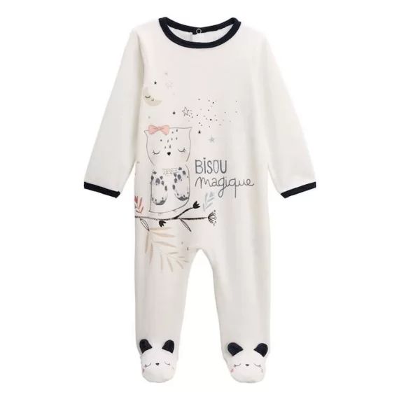 Pyjama Bébé En Velours Bisou Magique Blanc