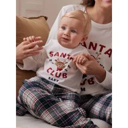 Pyjama de Noël 2 pièces bébé  Santa Club Capsule famille écru