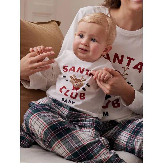Pyjama de Noël 2 pièces bébé  Santa Club Capsule famille écru