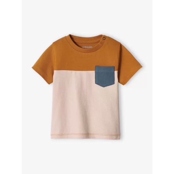 T-shirt colorblock bébé manches courtes caramel