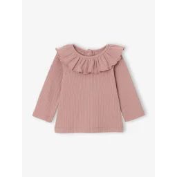 T-Shirt naissance à manches longues en maille ajourée fantaisie blush
