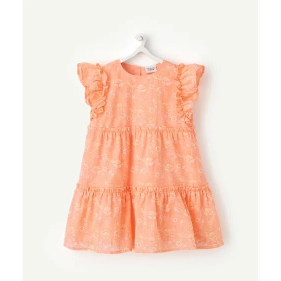 Robe à volants bébé fille en coton rose imprimé fleuri –  – Soldes