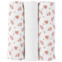 Lot de 3 langes en coton bio léopard Babou & Kendi (70 x 70 cm)