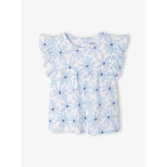 T-shirt manches volantées bébé bleu ciel