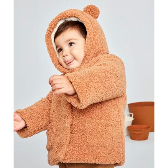 Manteau en bouclettes couleur camel –  – Soldes