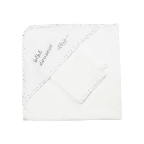 Cape de bain + gant Bébé douceur (70 x 70 cm)