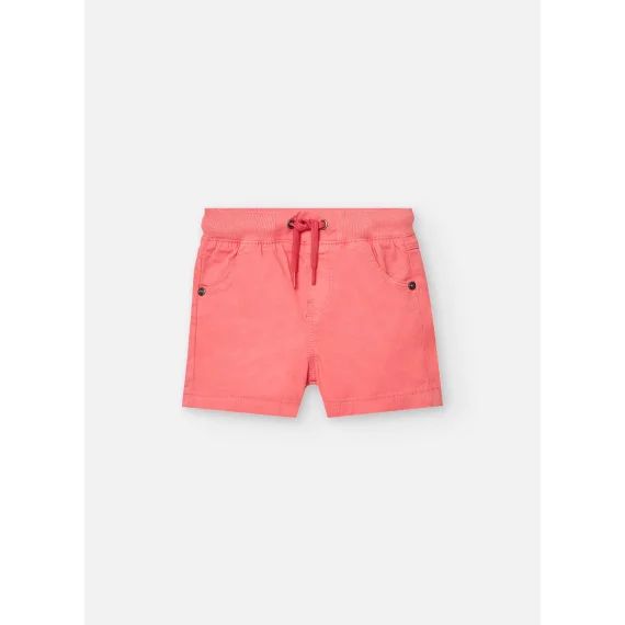 Bermuda Uni En Coton Avec Cordon De Serrage Rouge