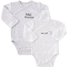 Lot de 2 bodies en coton Bébé douceur (Prématuré)