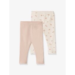 Lot de 2 leggings basic bébé BASICS rose poudré