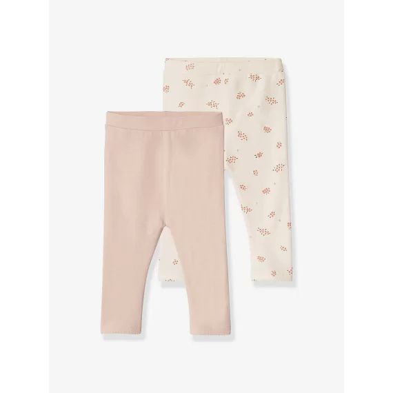 Lot de 2 leggings basic bébé BASICS rose poudré