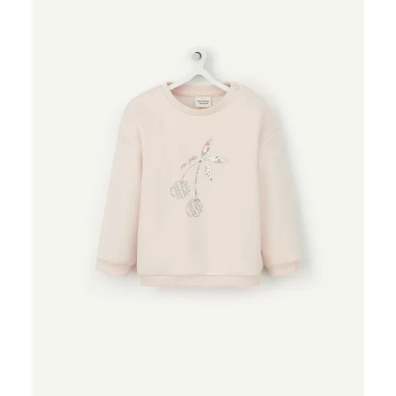 Sweat bébé fille rose en fibres recyclées imprimé cerise –  – Soldes
