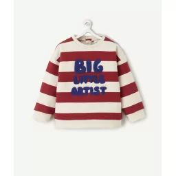 Sweat bébé garçon rayé en fibres recyclées message en bouclettes –  – Soldes