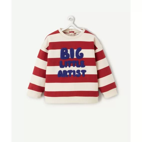Sweat bébé garçon rayé en fibres recyclées message en bouclettes –  – Soldes