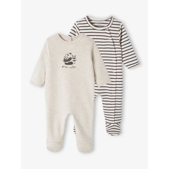 Lot de 2 dors-bien bébé en interlock gris
