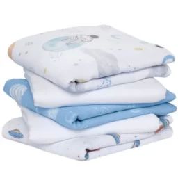 Lot de 5 langes en coton Space explorers (60 x 60 cm)