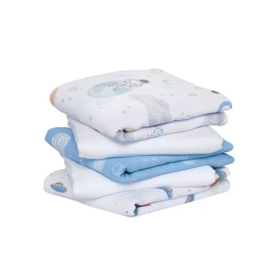 Lot de 5 langes en coton Space explorers (60 x 60 cm)