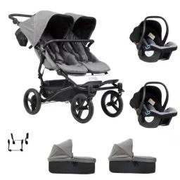 Poussette Double Mountain Buggy Duet V3.2 Luxury Edition – Herringbone + 2 Nacelles Plus + 2 Coques Protect
