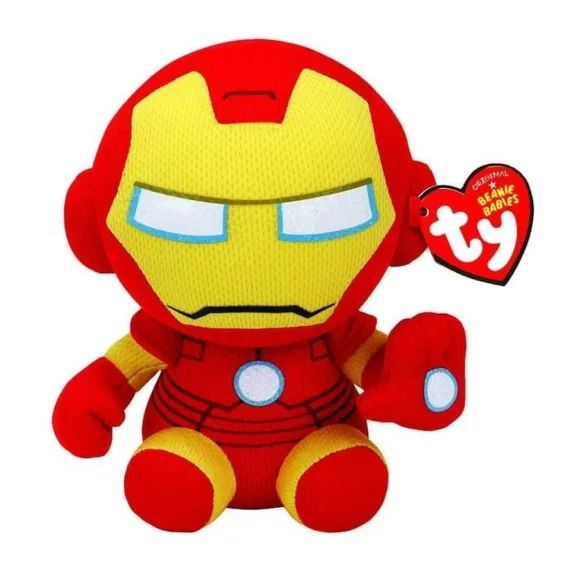 Ty – Marvel Beanie Babies – Peluche Iron Man 15 cm – Rouge, Jaune – Dès 3 Ans rouge