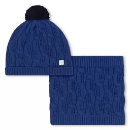 Ensemble bonnet et tour de cou Garçon Bleu