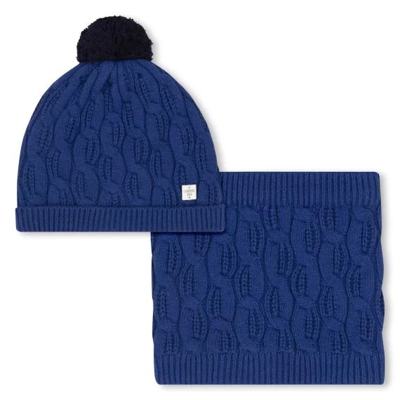 Ensemble bonnet et tour de cou Garçon Bleu
