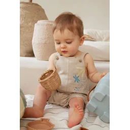 Salopette Bébé En Lin Mélangé Moka Beige