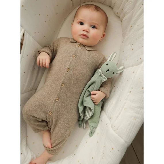 Combinaison en laine et cachemire bébé personnalisable ENVIE DE FRAISE beige chiné