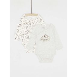 Lot De 2 Bodys Manches Longues Blanc Et Gris Mixte – Blanc cassé