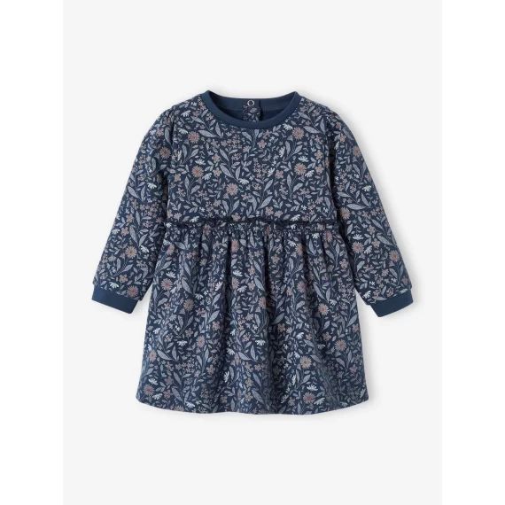 Robe bébé en molleton bleu nuit