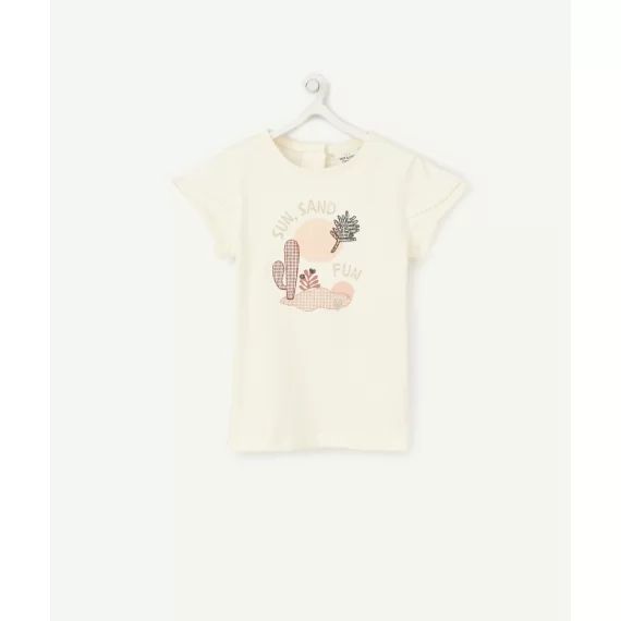 Le t-shirt écru avec animation cactus en coton biologique –  – Soldes