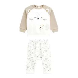 Ensemble Sweat Et Pantalon Bébé Mixte Noisette Blanc