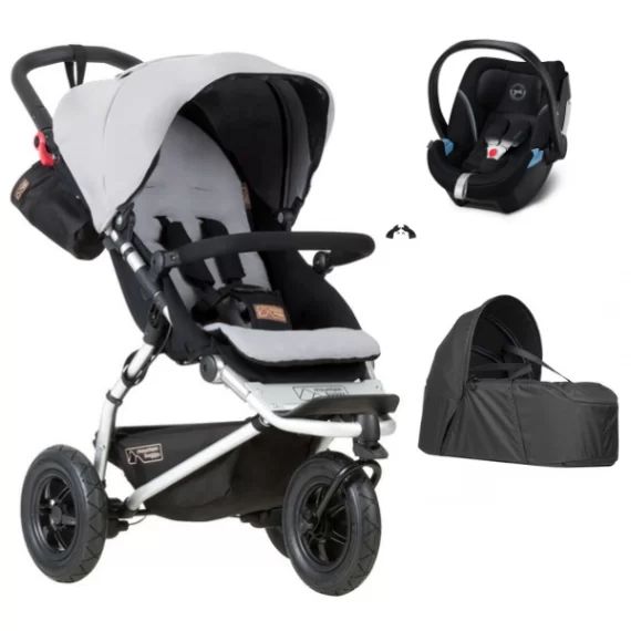 Poussette Mountain Buggy Swift – Silver + Cocoon V2 + Coque Auto Cybex Aton 5 – Deep Black
