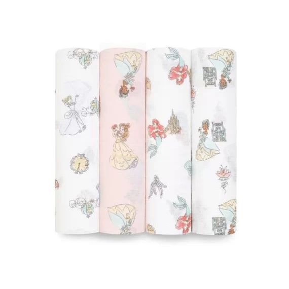 Lot de 4 maxi langes en coton Disney Princess (112 x 112 cm)