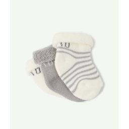 Le lot de 3 paires de chaussettes grises et écrues en coton biologique –  – Soldes