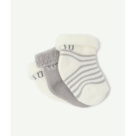 Le lot de 3 paires de chaussettes grises et écrues en coton biologique –  – Soldes